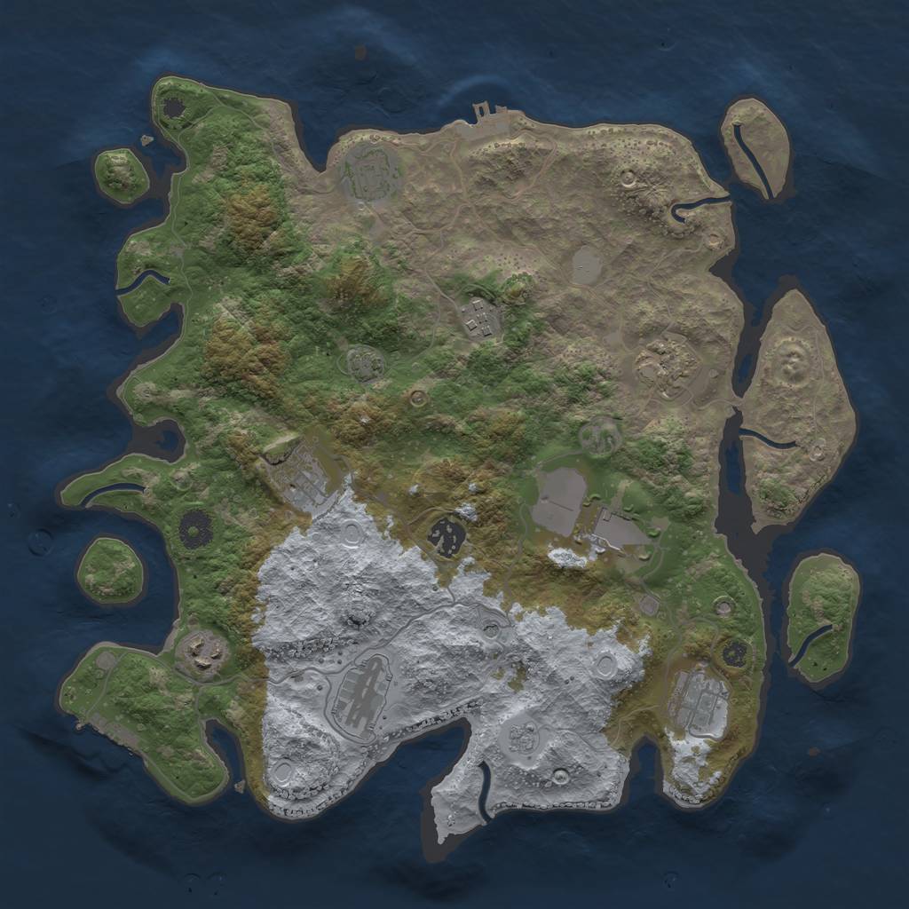 Rust Map: Procedural Map, Size: 3700, Seed: 62319, 17 Monuments