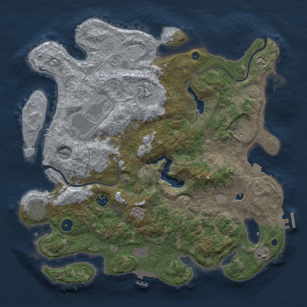 Rust Map: Procedural Map, Size: 4000, Seed: 161416587, 13 Monuments