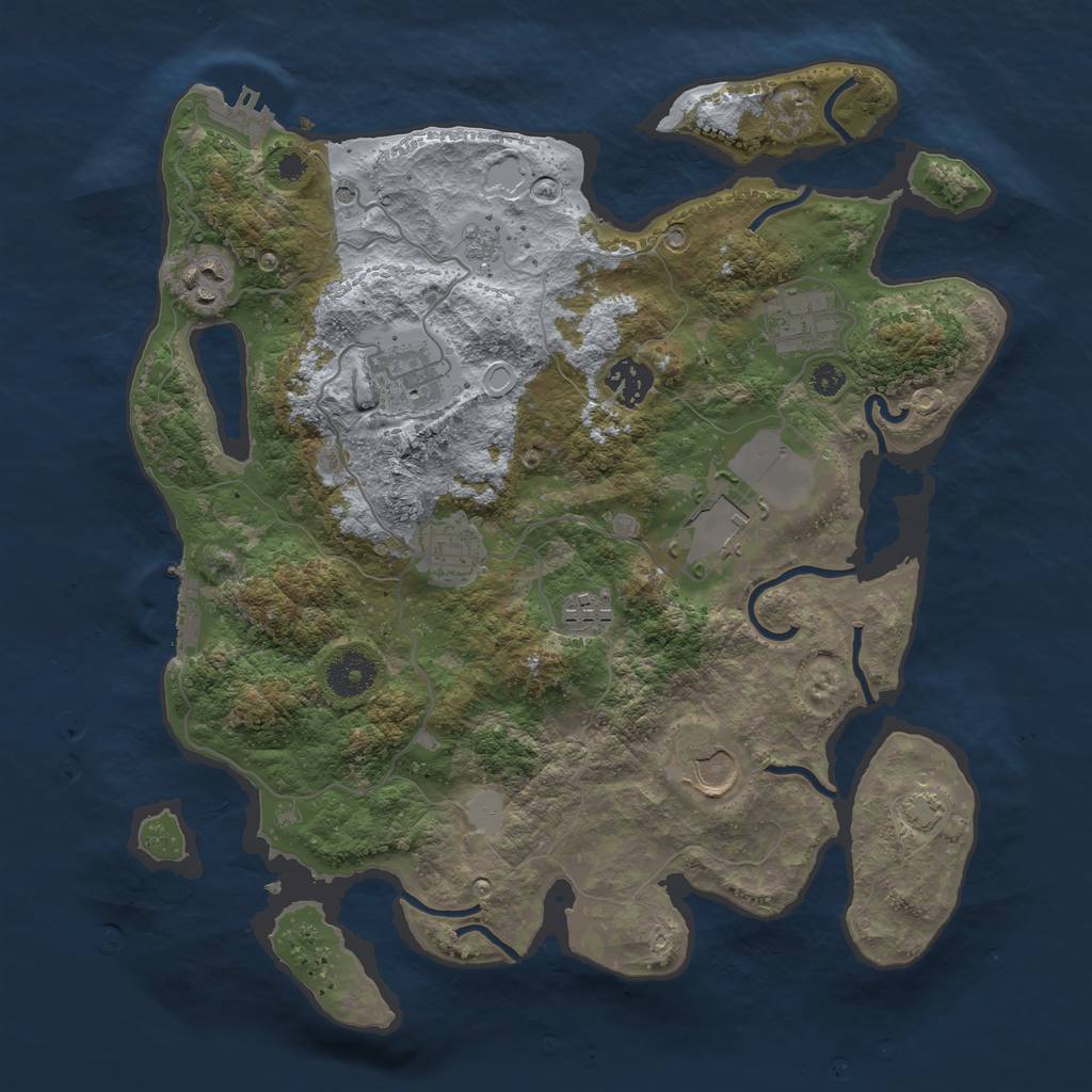 Rust Map: Procedural Map, Size: 3500, Seed: 872144260, 16 Monuments