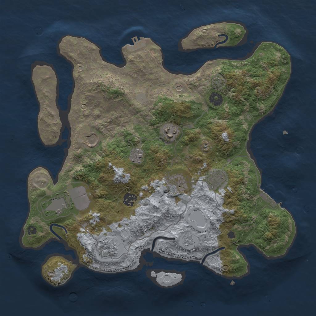 Rust Map: Procedural Map, Size: 3500, Seed: 68586781, 16 Monuments