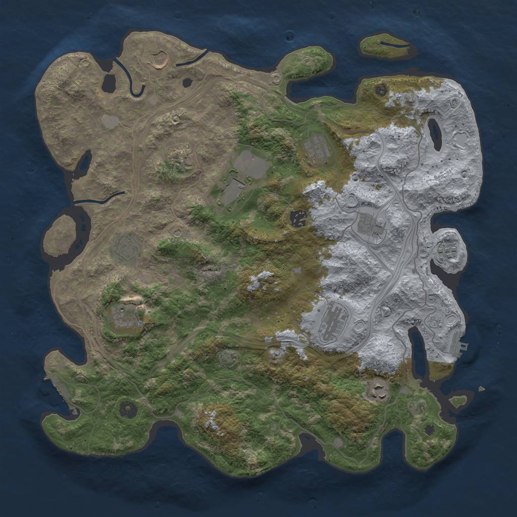 Rust Map: Procedural Map, Size: 4300, Seed: 34234324, 19 Monuments