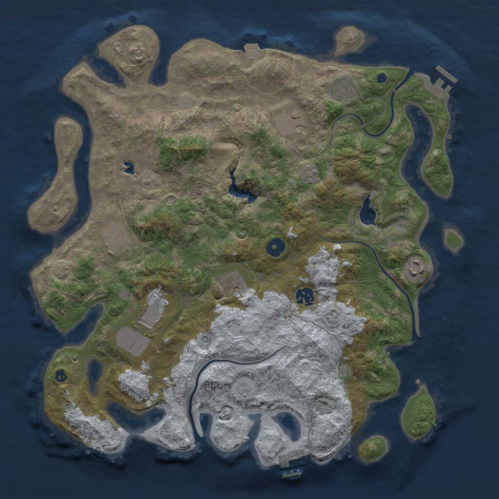 Rust Map: Procedural Map, Size: 4050, Seed: 1509255177, 14 Monuments