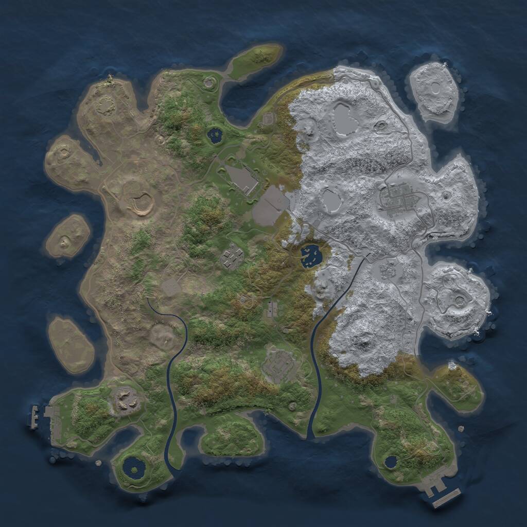 Rust Map: Procedural Map, Size: 3500, Seed: 327880099, 13 Monuments