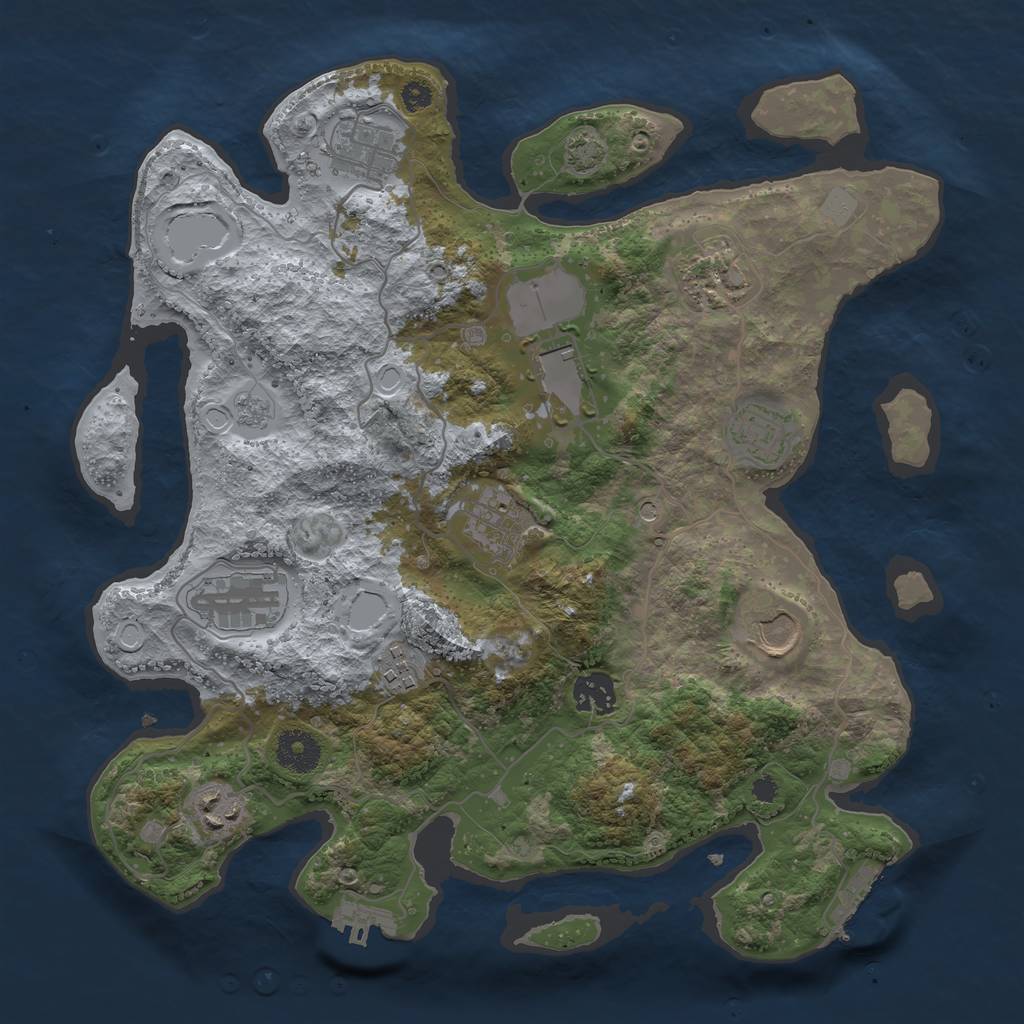 Rust Map: Procedural Map, Size: 3500, Seed: 46579, 18 Monuments