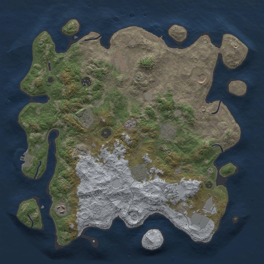 Rust Map: Procedural Map, Size: 3950, Seed: 85729219, 18 Monuments
