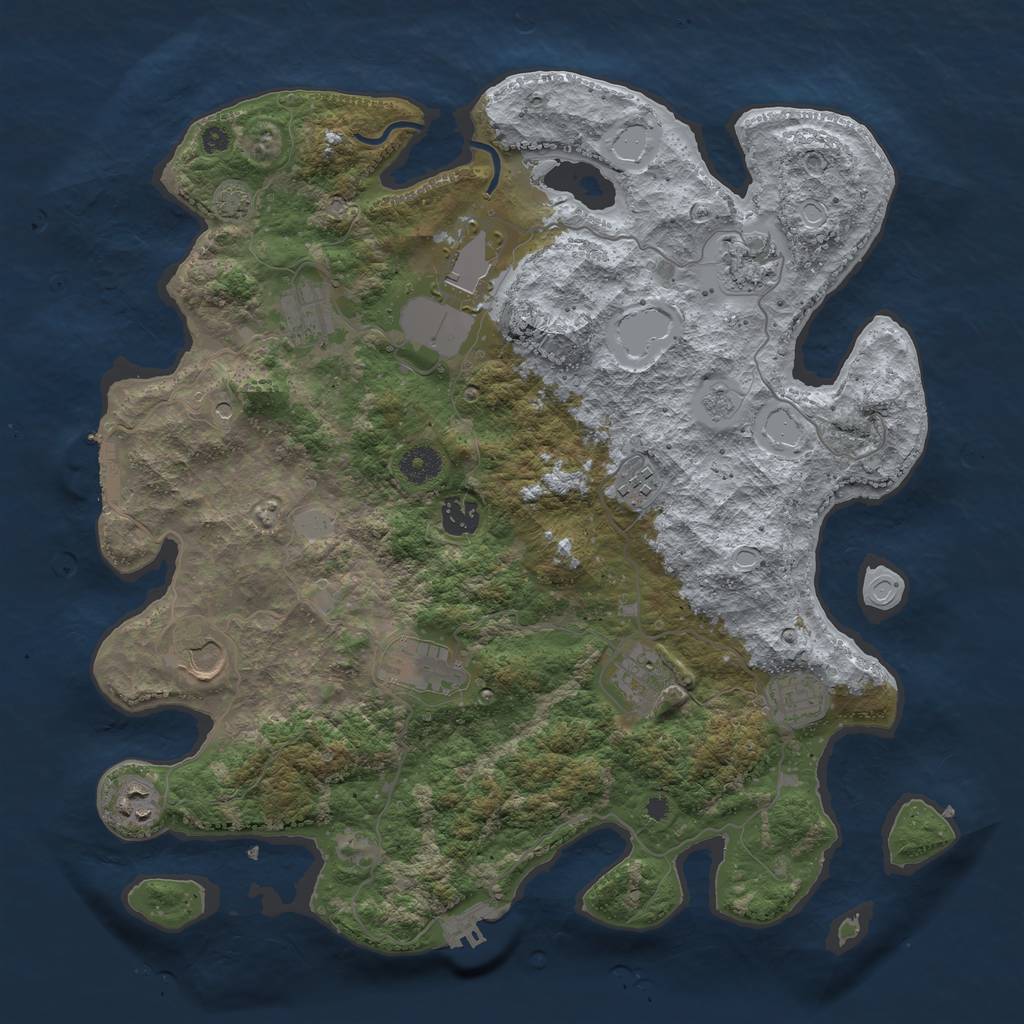 Rust Map: Procedural Map, Size: 3900, Seed: 884719937, 18 Monuments