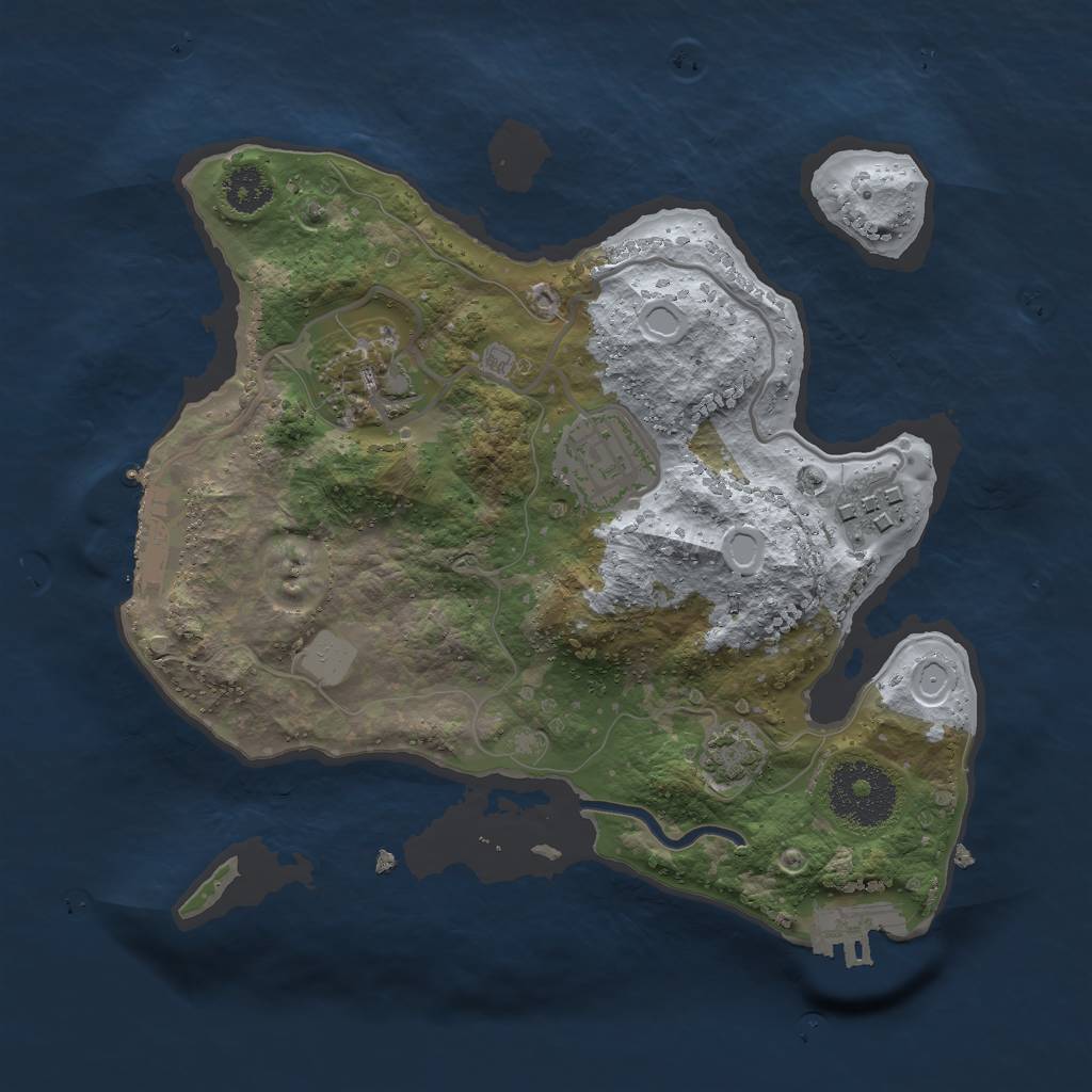 Rust Map: Procedural Map, Size: 2500, Seed: 250534211, 9 Monuments
