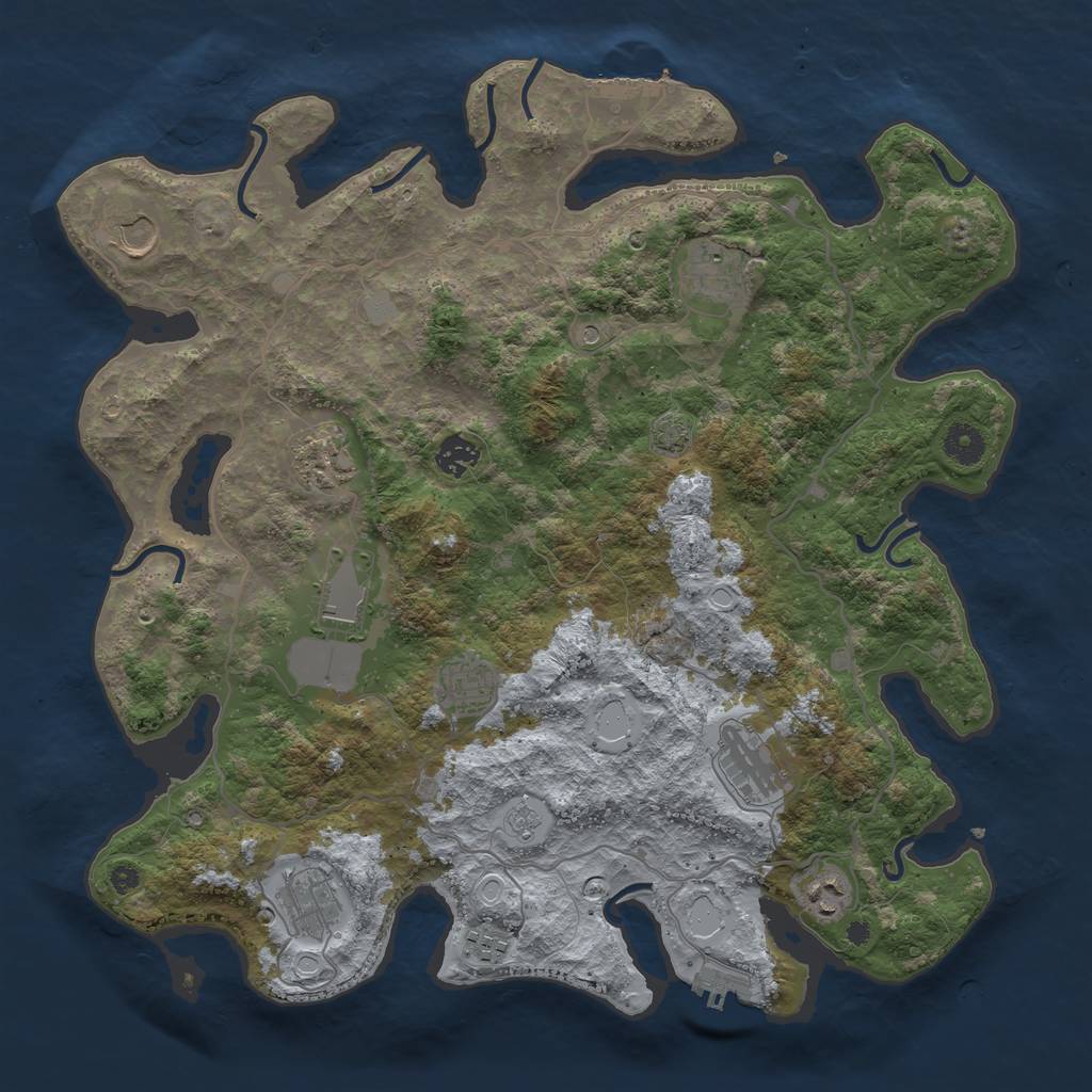 Rust Map: Procedural Map, Size: 4000, Seed: 574456, 18 Monuments