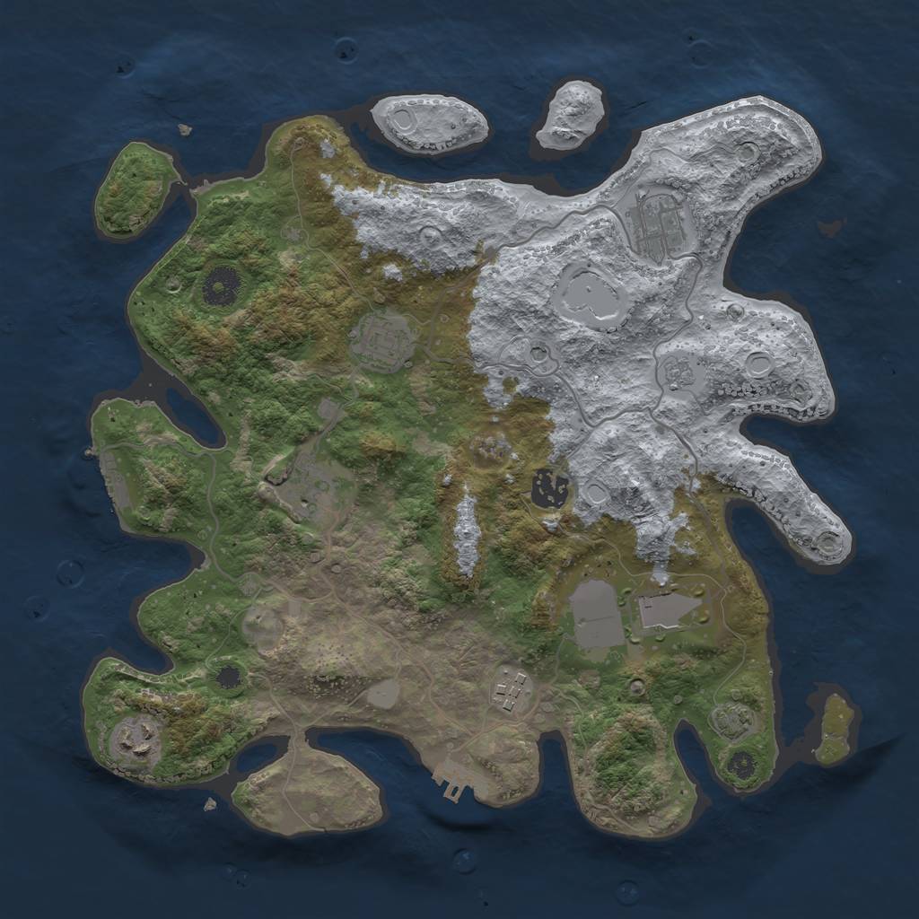 Rust Map: Procedural Map, Size: 3500, Seed: 1258403544, 15 Monuments