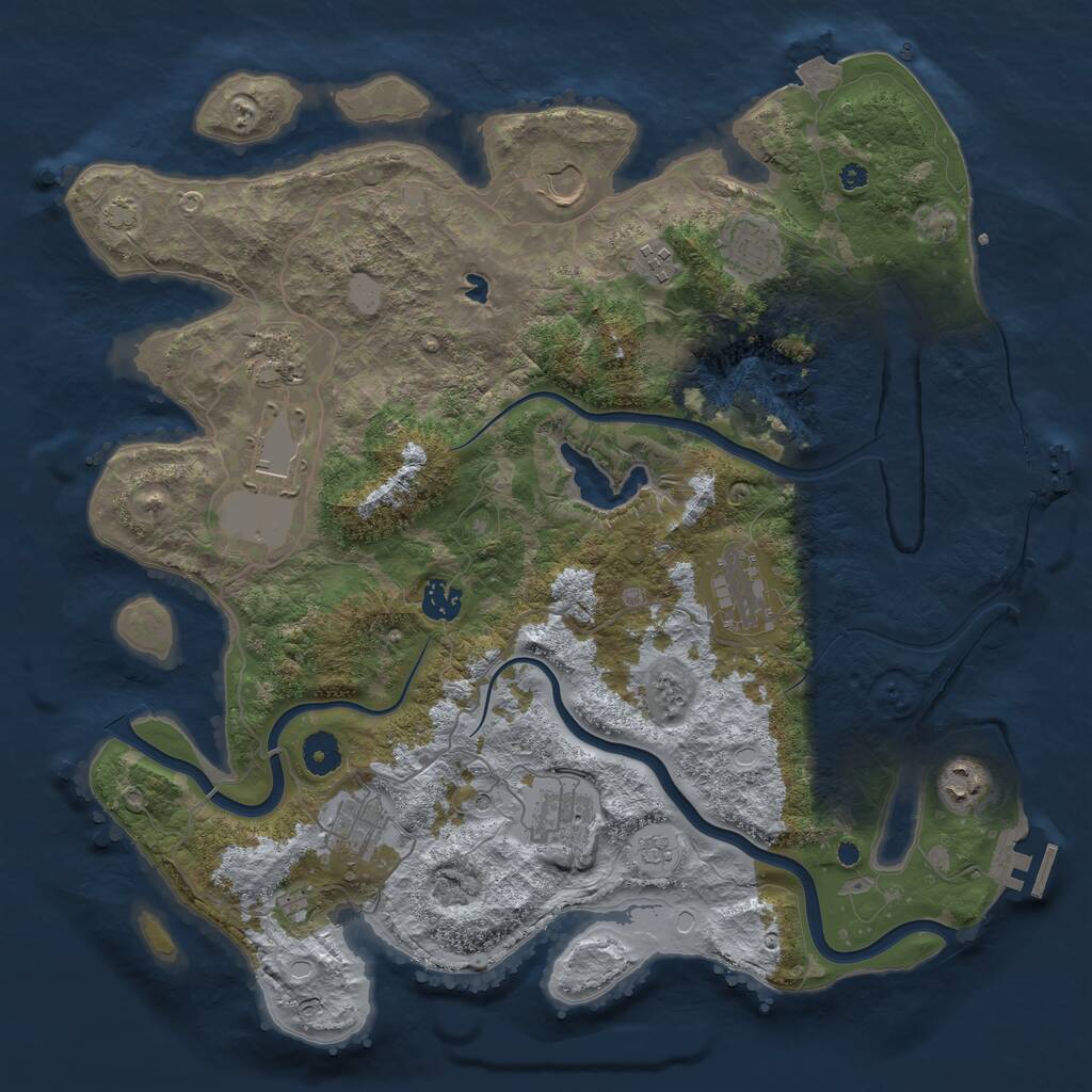 Rust Map: Procedural Map, Size: 4000, Seed: 456360266, 16 Monuments