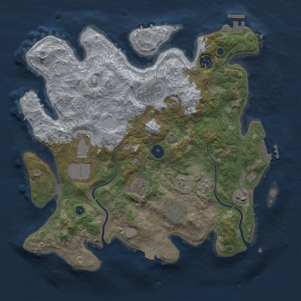 Rust Map: Procedural Map, Size: 3500, Seed: 104907079, 13 Monuments