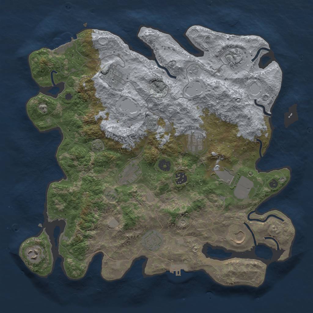 Rust Map: Procedural Map, Size: 3800, Seed: 83629206, 18 Monuments