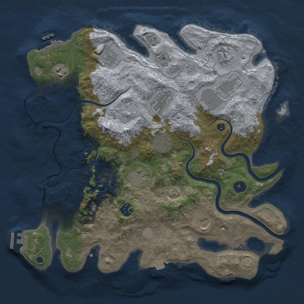 Rust Map: Procedural Map, Size: 3800, Seed: 83629206, 16 Monuments
