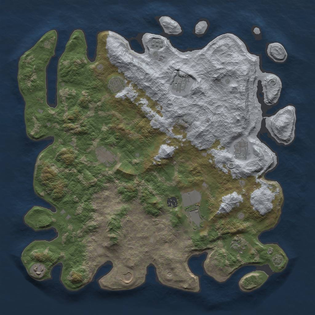 Rust Map: Barren, Size: 4300, Seed: 2445187, 14 Monuments