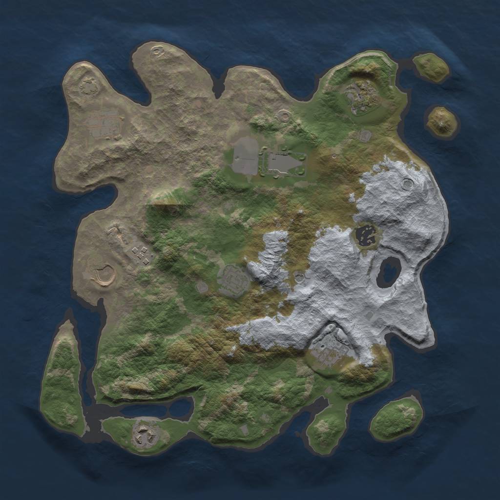 Rust Map: Barren, Size: 3550, Seed: 90122078, 13 Monuments