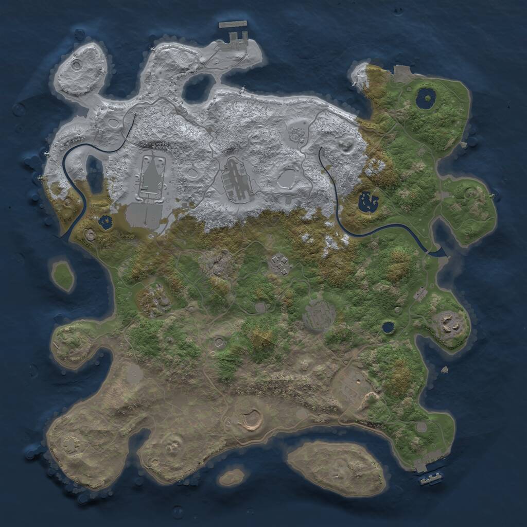 Rust Map: Procedural Map, Size: 3800, Seed: 12390499, 15 Monuments