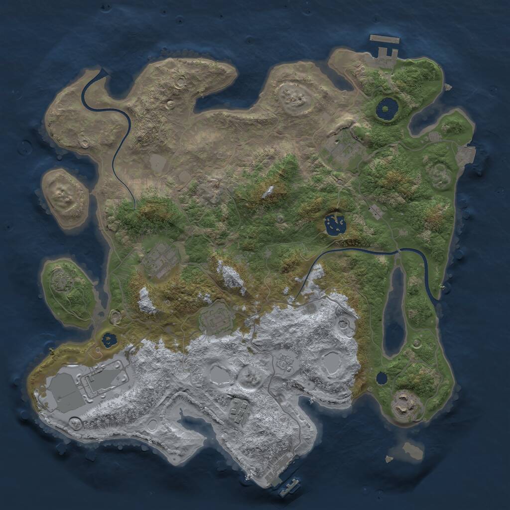 Rust Map: Procedural Map, Size: 3500, Seed: 80276193, 13 Monuments