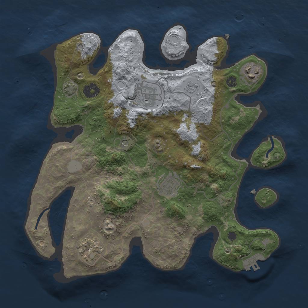 Rust Map: Procedural Map, Size: 3000, Seed: 45327, 11 Monuments