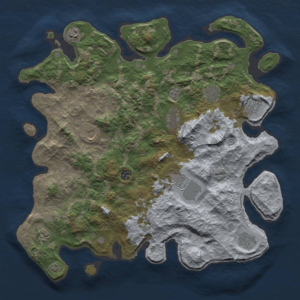 Rust Map: Barren, Size: 4250, Seed: 26562653, 14 Monuments