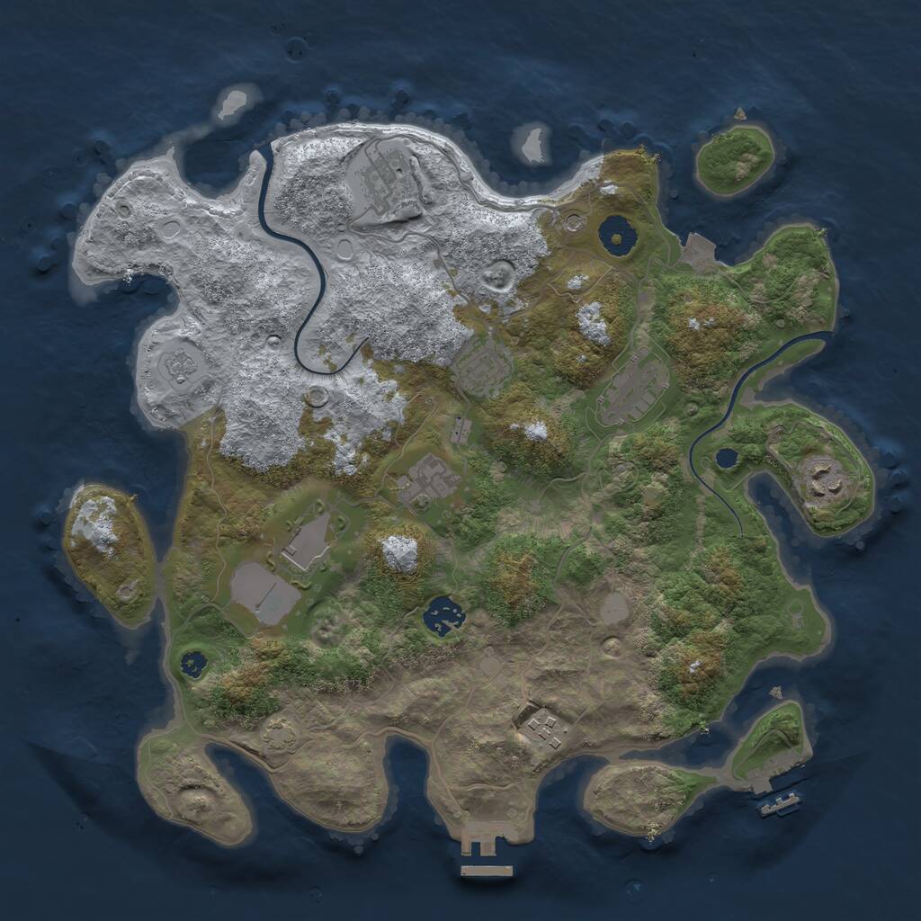 Rust Map: Procedural Map, Size: 3600, Seed: 84876266, 14 Monuments