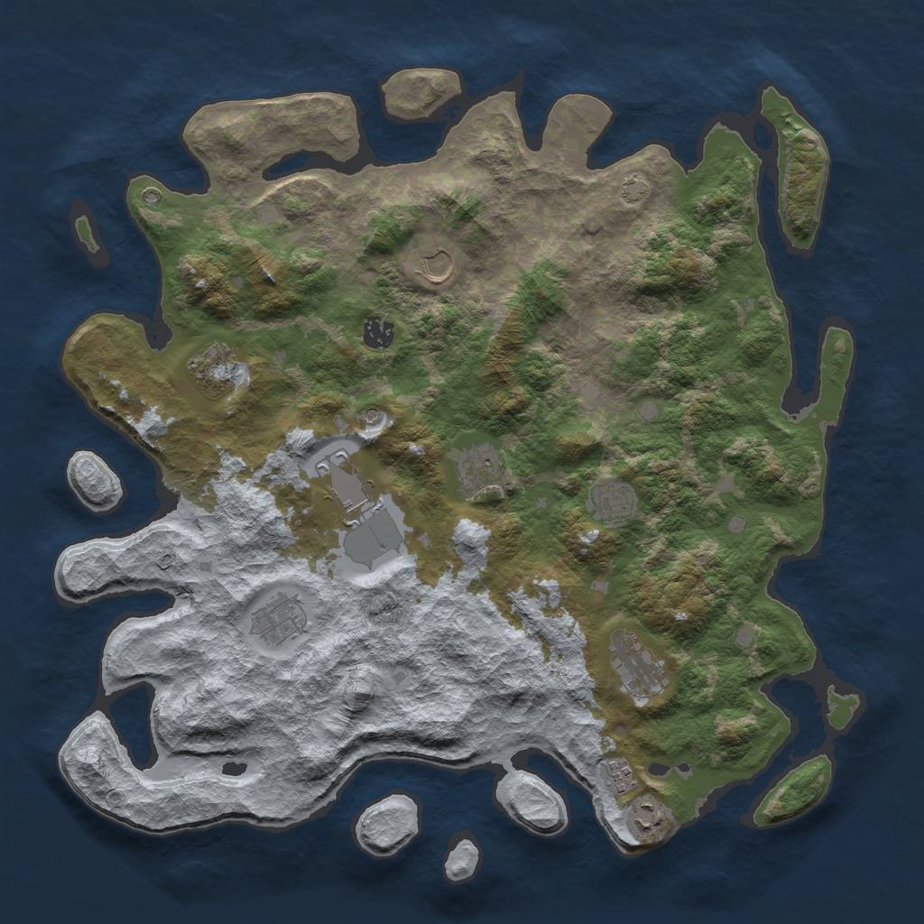Rust Map: Barren, Size: 4300, Seed: 58084224, 14 Monuments