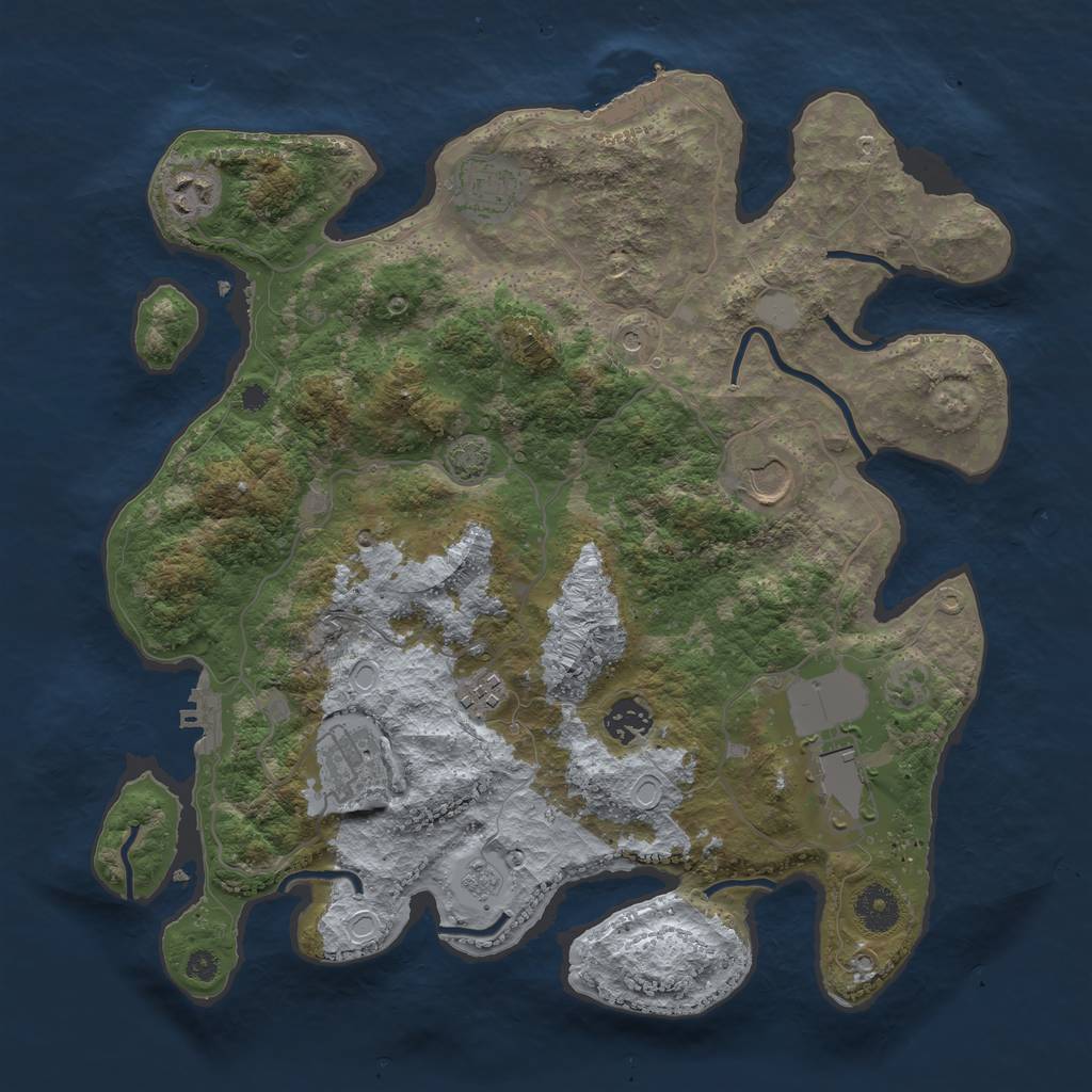 Rust Map: Procedural Map, Size: 3650, Seed: 36719542, 15 Monuments