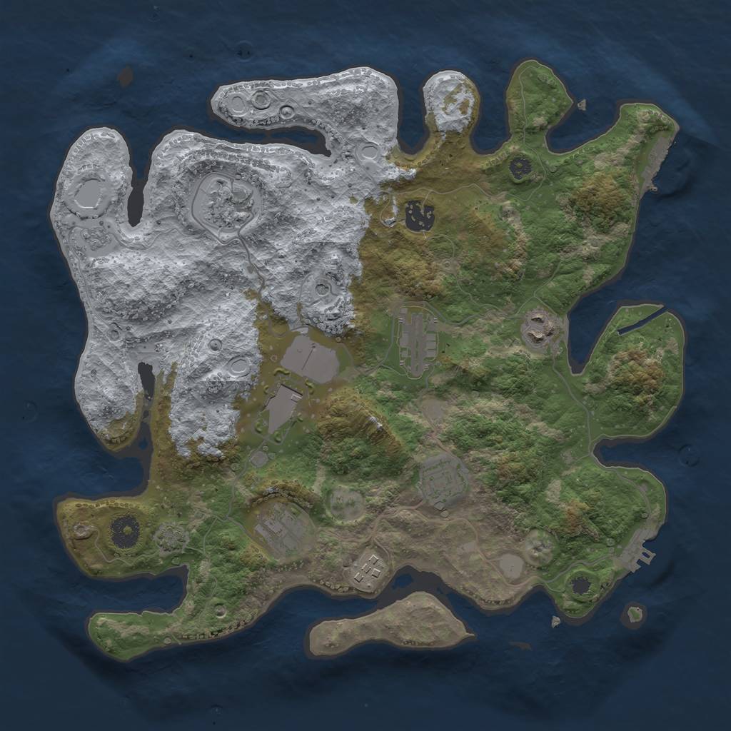 Rust Map: Procedural Map, Size: 3500, Seed: 1119140395, 16 Monuments