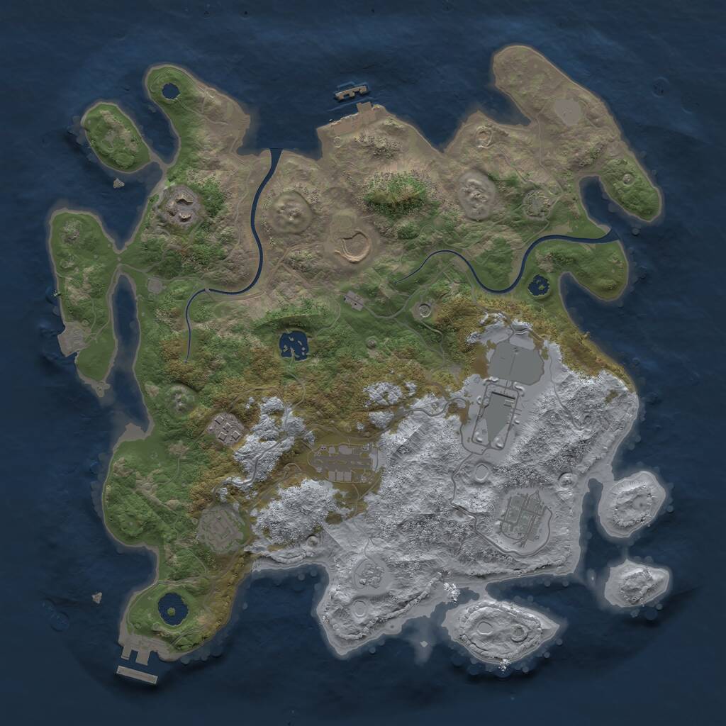 Rust Map: Procedural Map, Size: 3600, Seed: 85458016, 14 Monuments