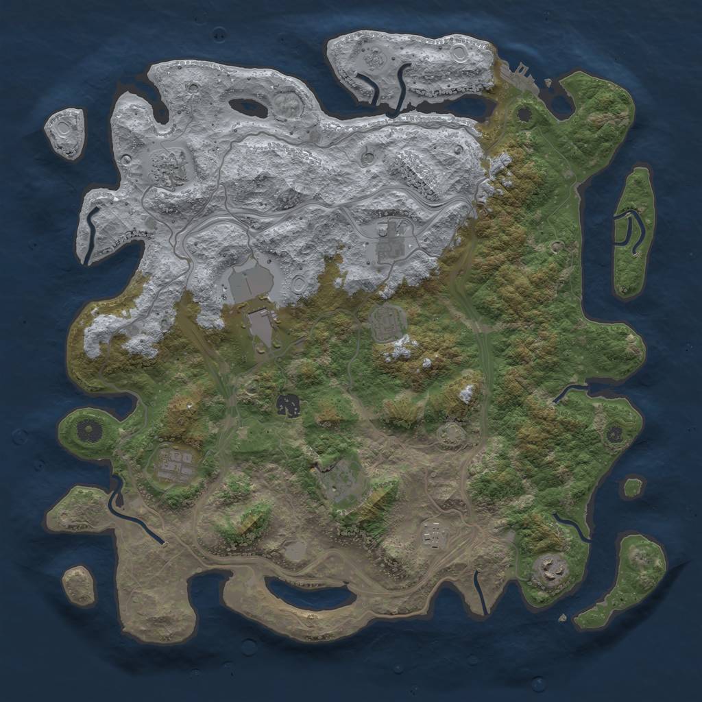Rust Map: Procedural Map, Size: 4250, Seed: 55788320, 16 Monuments