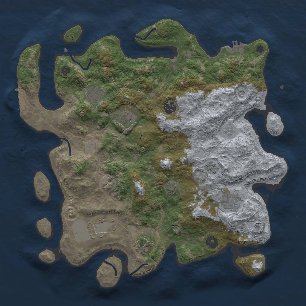 Rust Map: Procedural Map, Size: 3700, Seed: 64377214, 15 Monuments