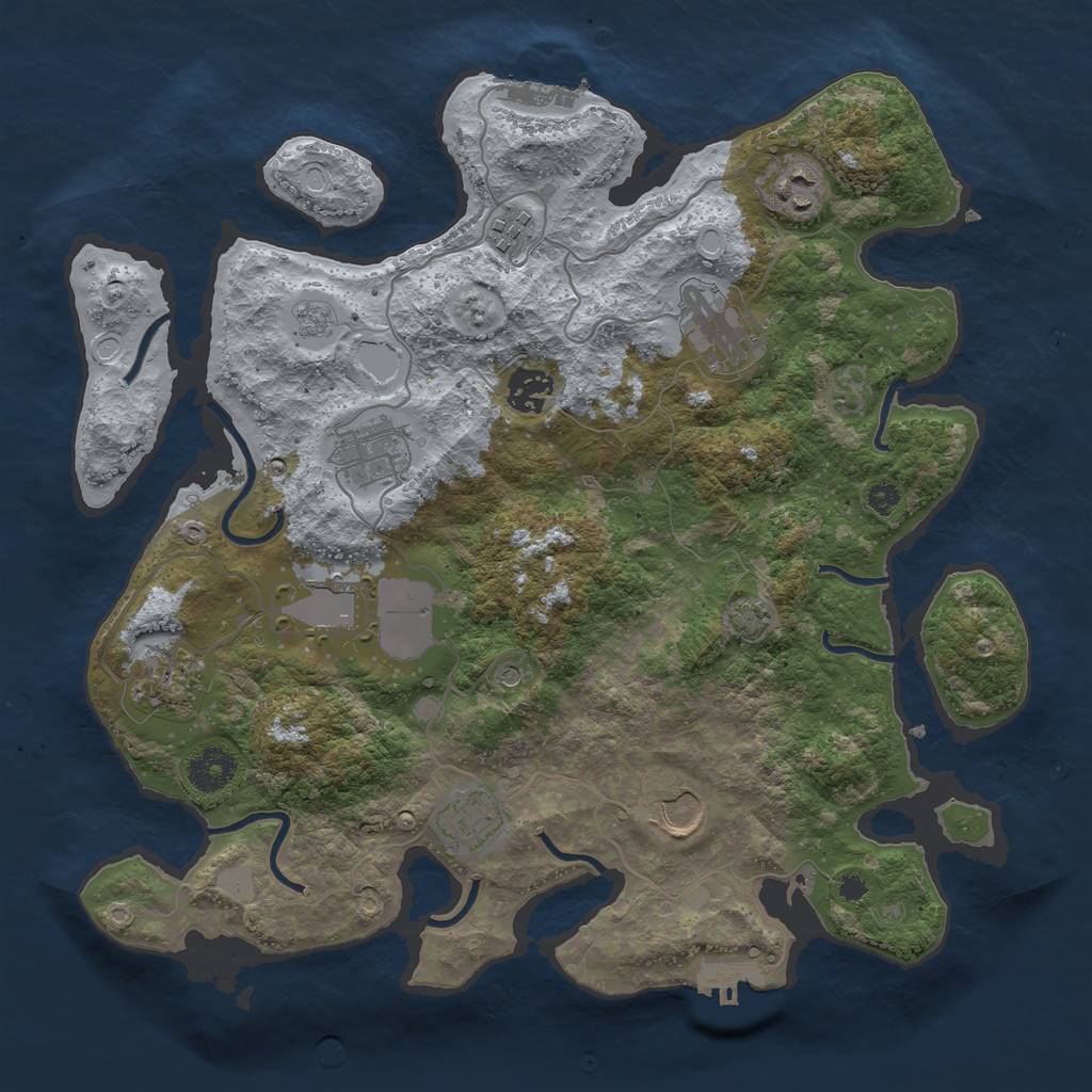 Rust Map: Procedural Map, Size: 3550, Seed: 93306538, 17 Monuments