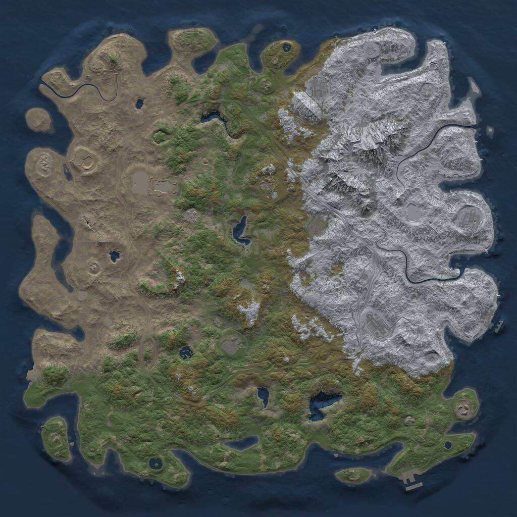 Rust Map: Procedural Map, Size: 6000, Seed: 35625054, 17 Monuments