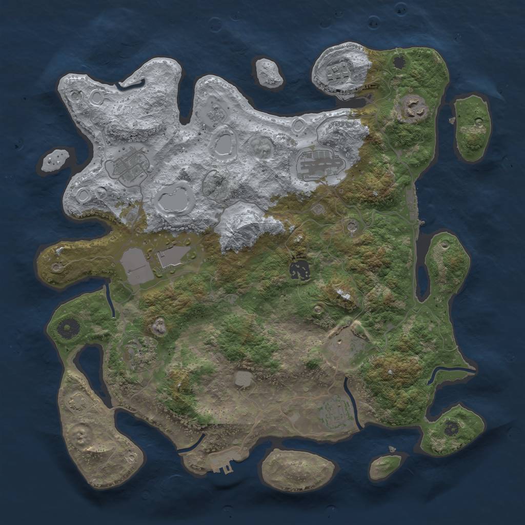 Rust Map: Procedural Map, Size: 3700, Seed: 12427021, 17 Monuments