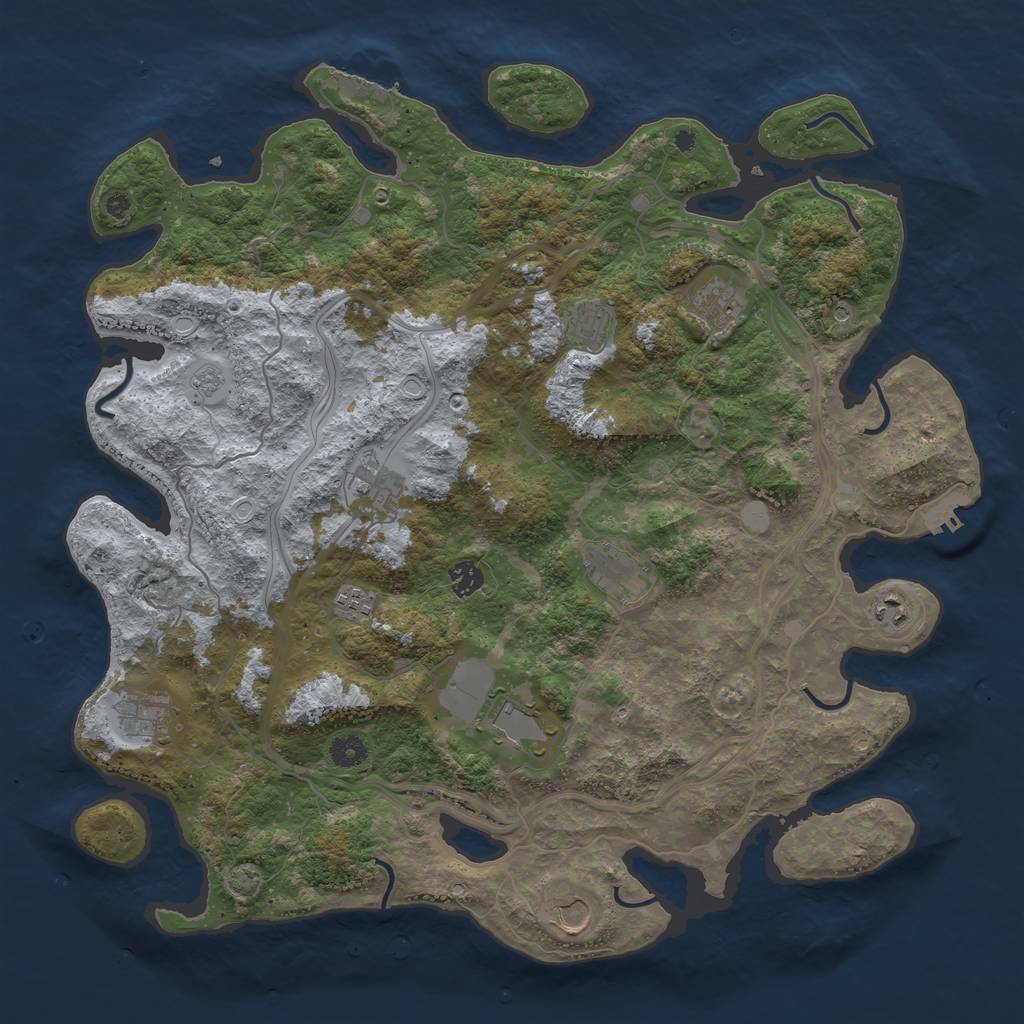 Rust Map: Procedural Map, Size: 4400, Seed: 57169495, 18 Monuments