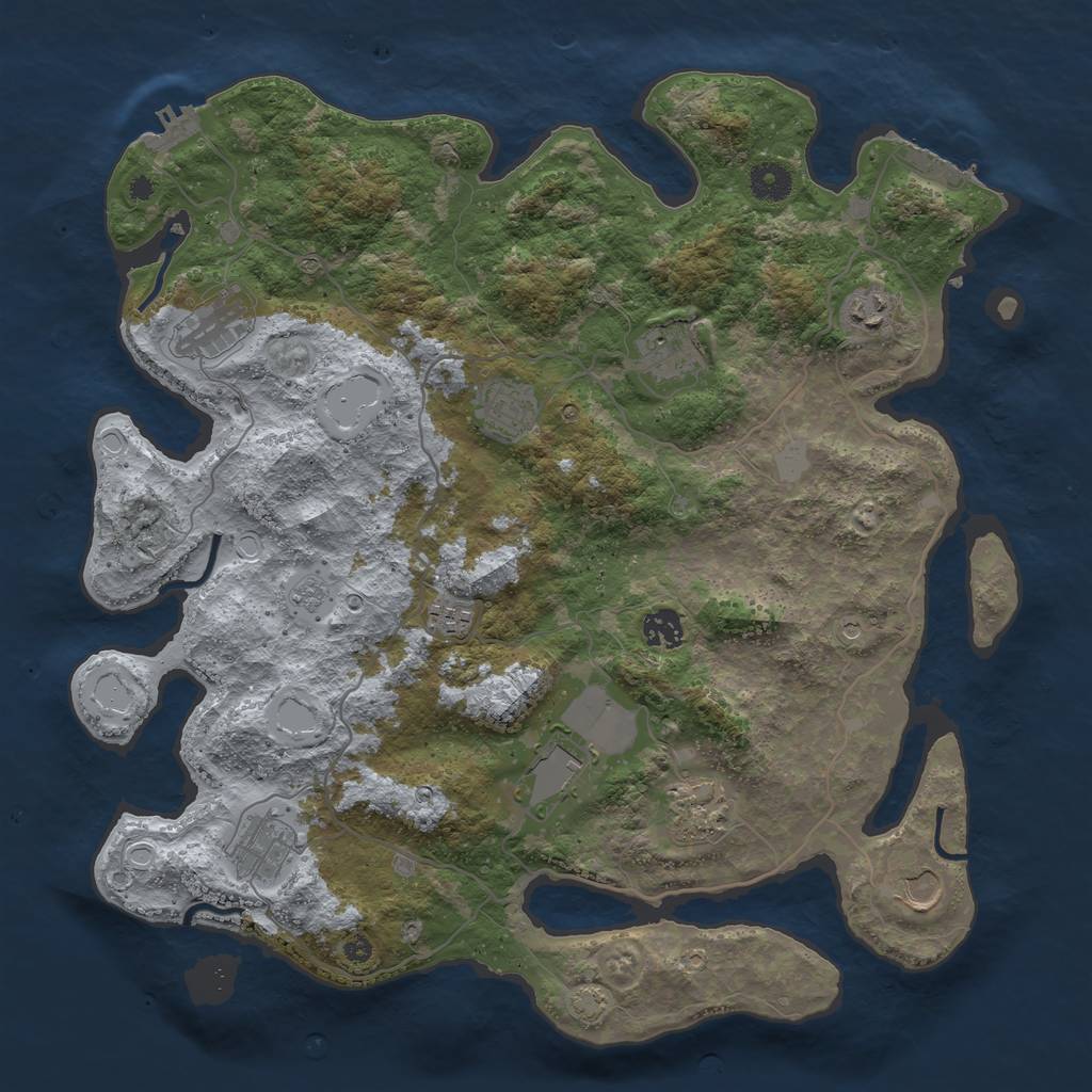 Rust Map: Procedural Map, Size: 4000, Seed: 795465674, 18 Monuments