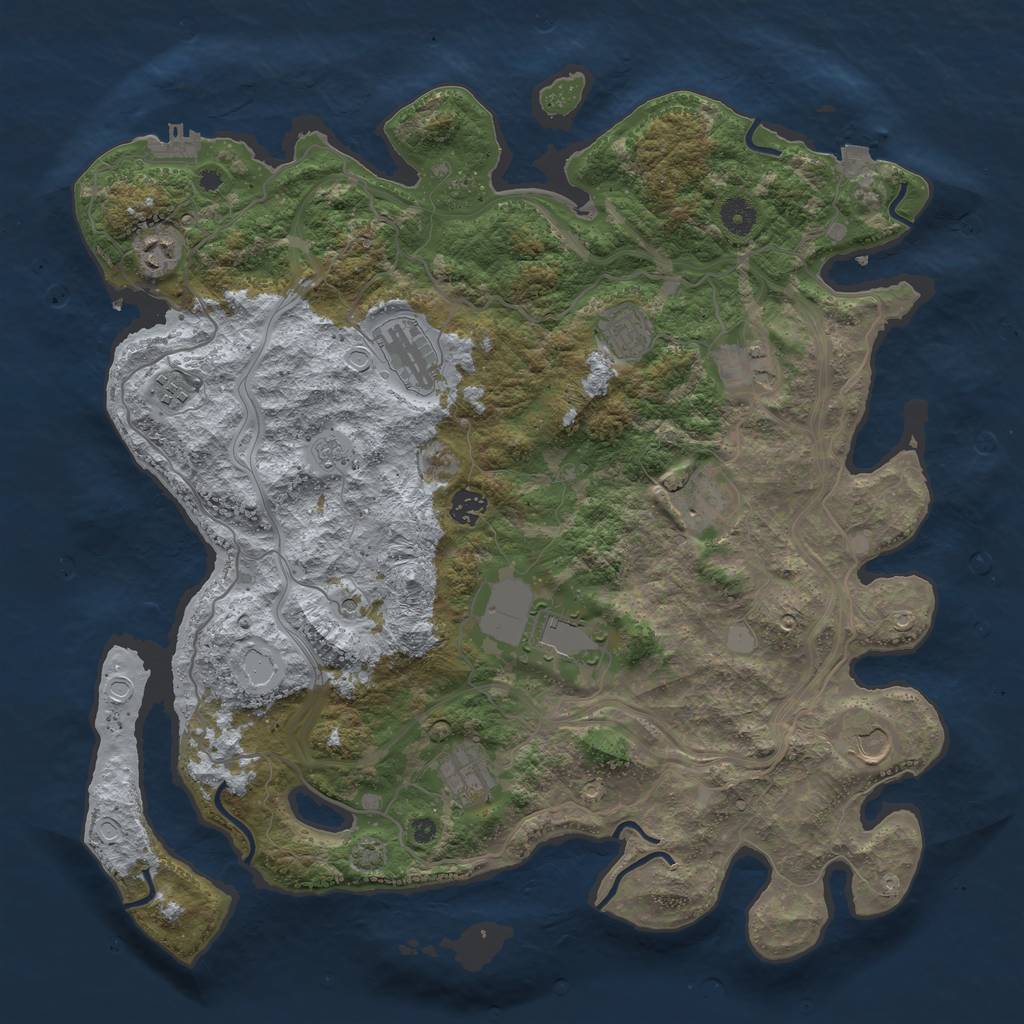 Rust Map: Procedural Map, Size: 4250, Seed: 74807697, 17 Monuments