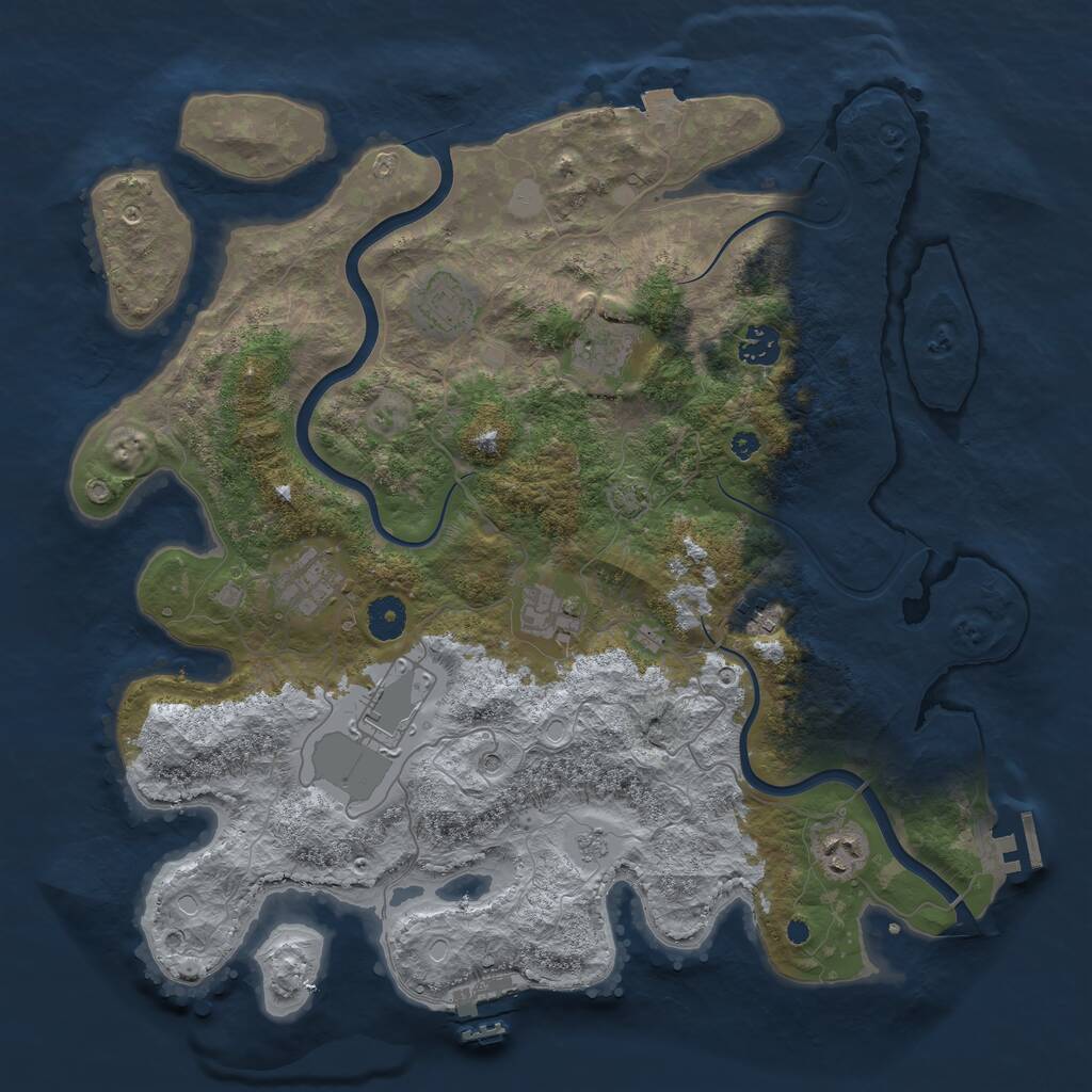 Rust Map: Procedural Map, Size: 3900, Seed: 61860134, 14 Monuments