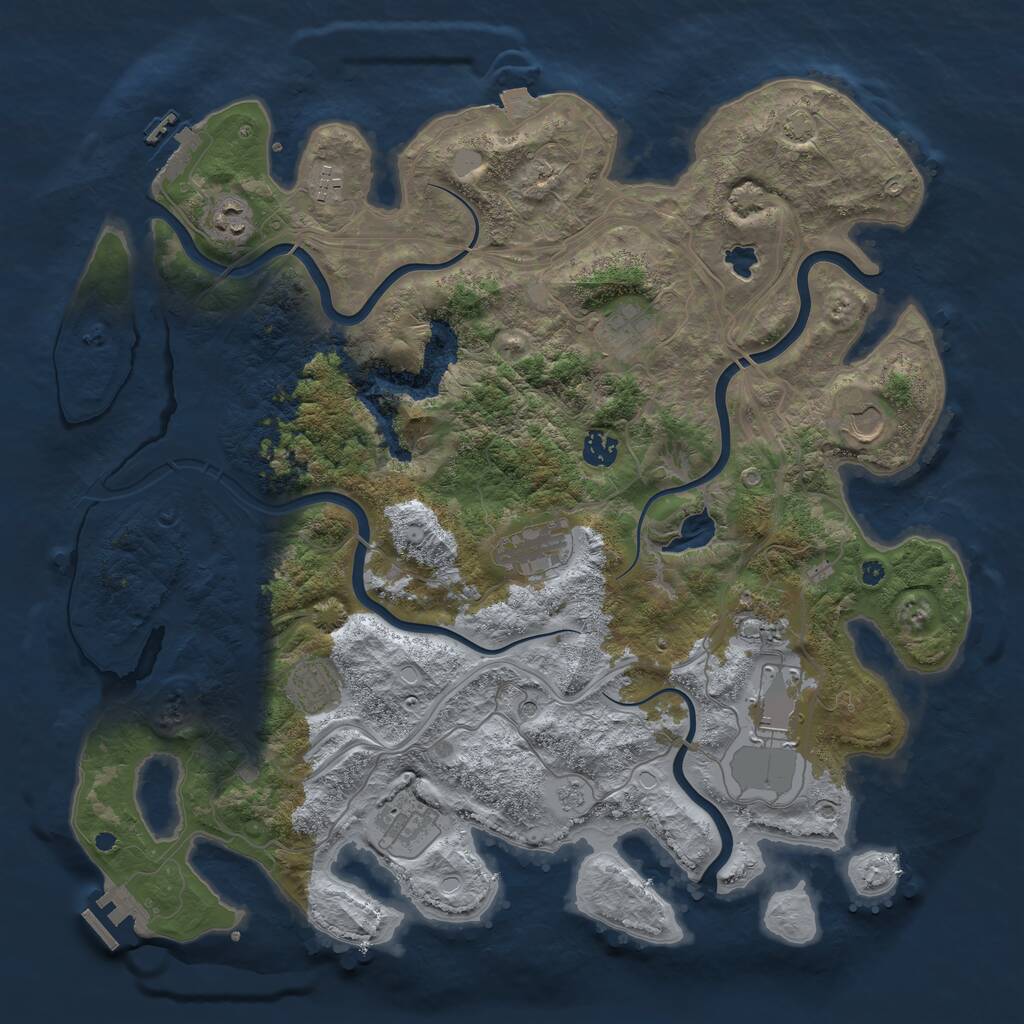 Rust Map: Procedural Map, Size: 4250, Seed: 51675674, 16 Monuments