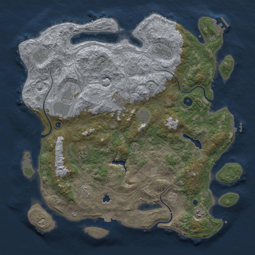 Rust Map: Procedural Map, Size: 4300, Seed: 28619770, 14 Monuments