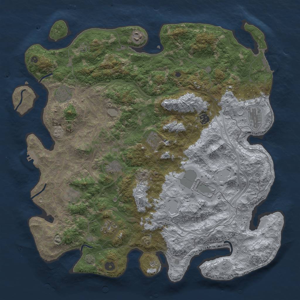 Rust Map: Procedural Map, Size: 4500, Seed: 69348, 18 Monuments