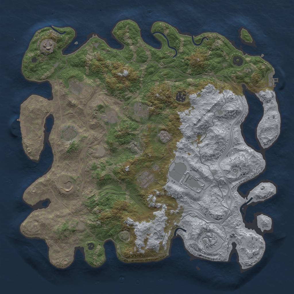 Rust Map: Procedural Map, Size: 4250, Seed: 406138833, 19 Monuments