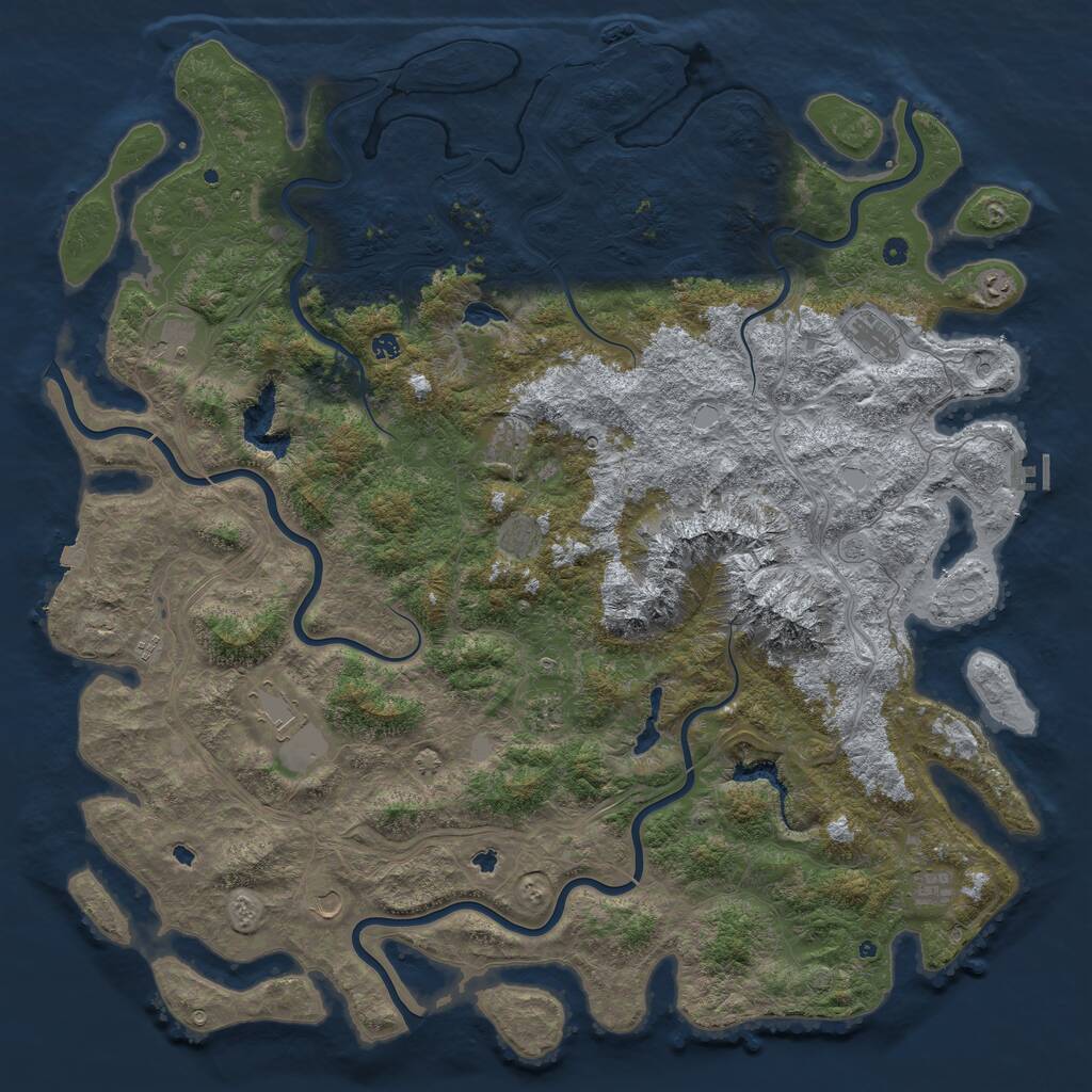 Rust Map: Procedural Map, Size: 6000, Seed: 1877926642, 17 Monuments