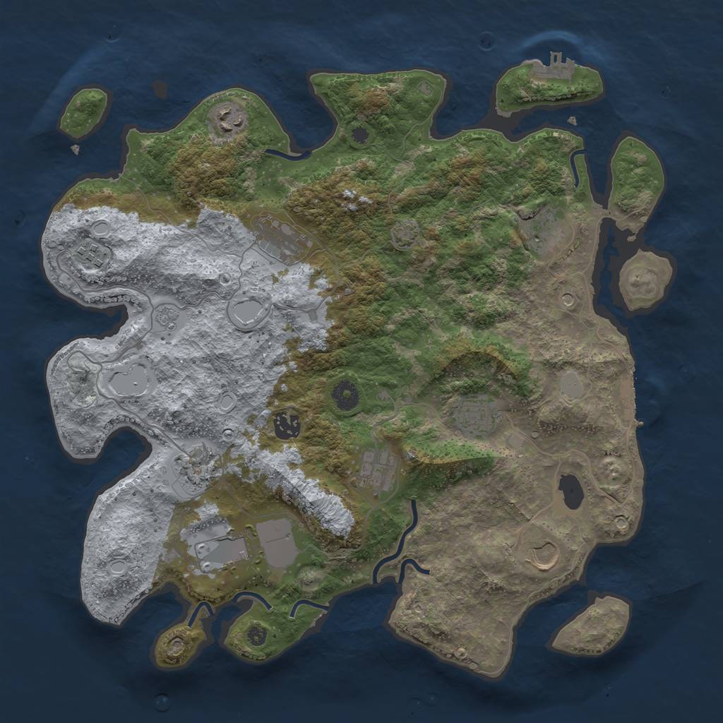 Rust Map: Procedural Map, Size: 3850, Seed: 8317242, 18 Monuments