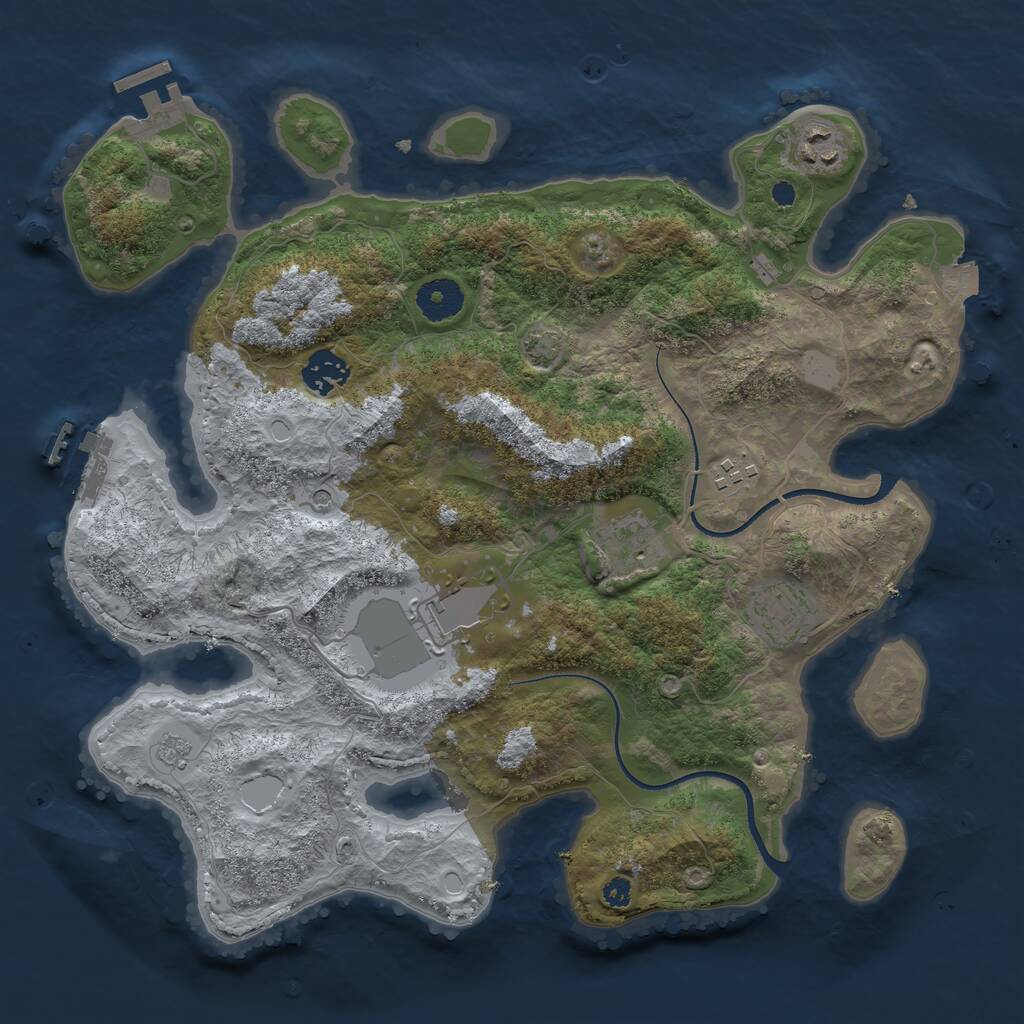 Rust Map: Procedural Map, Size: 3500, Seed: 1116832031, 12 Monuments