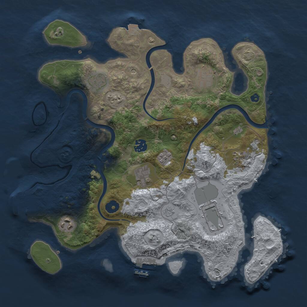 Rust Map: Procedural Map, Size: 3500, Seed: 315853175, 14 Monuments