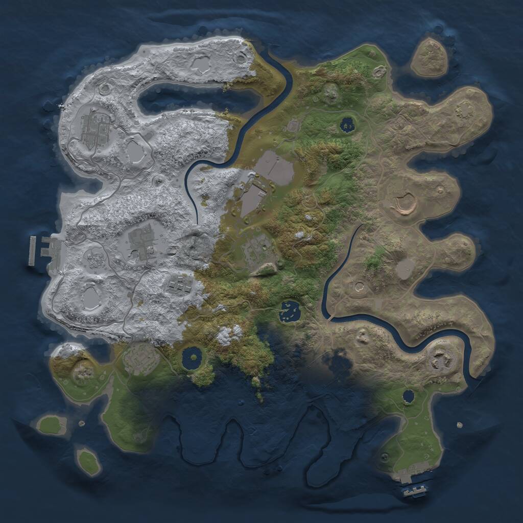 Rust Map: Procedural Map, Size: 3550, Seed: 1992854912, 16 Monuments