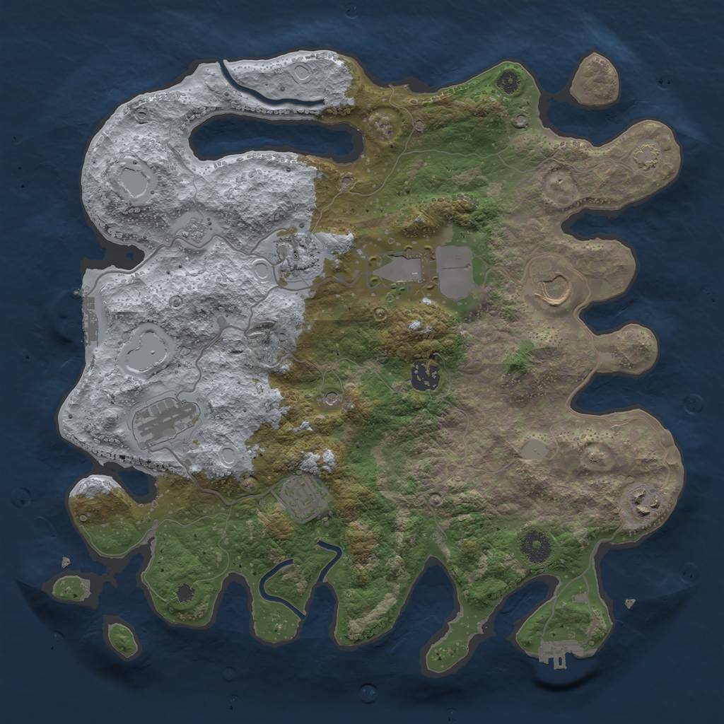 Rust Map: Procedural Map, Size: 3550, Seed: 1992854912, 15 Monuments