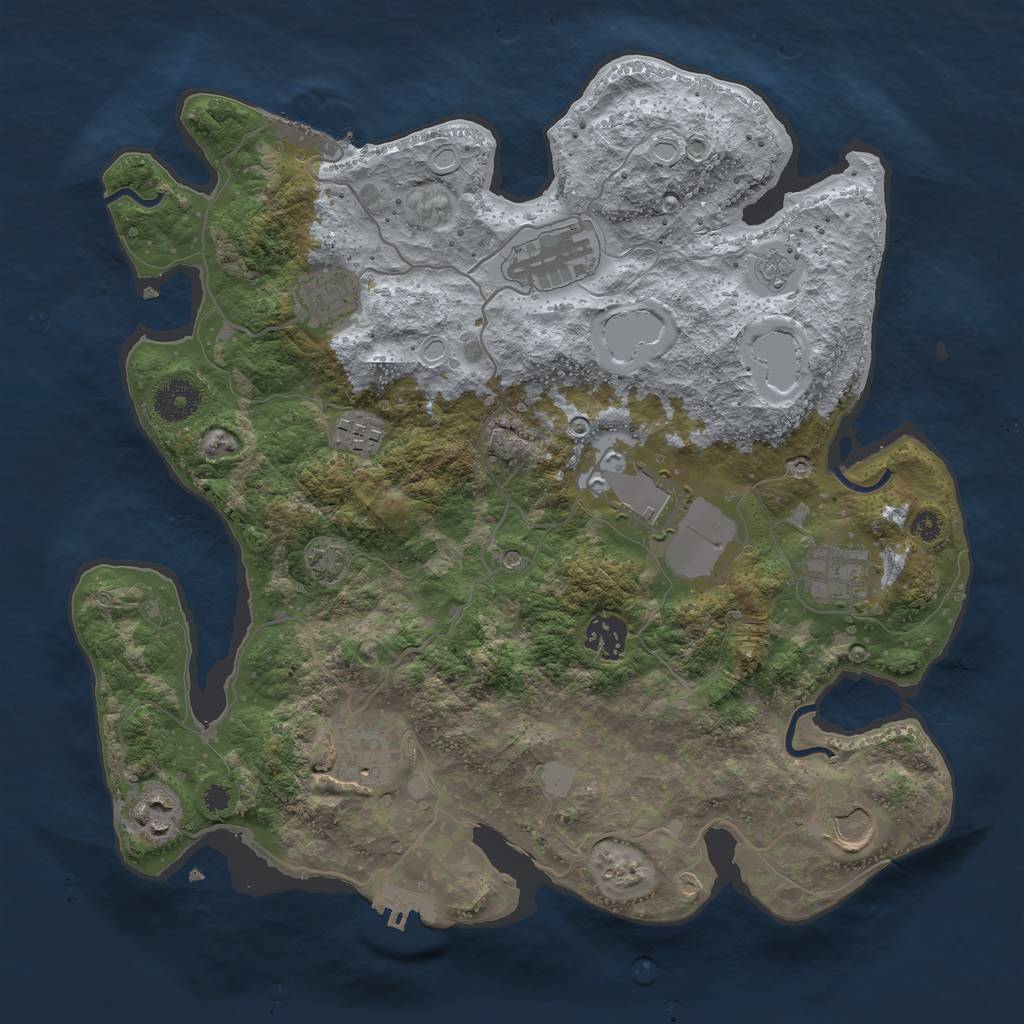 Rust Map: Procedural Map, Size: 3500, Seed: 51940952, 17 Monuments