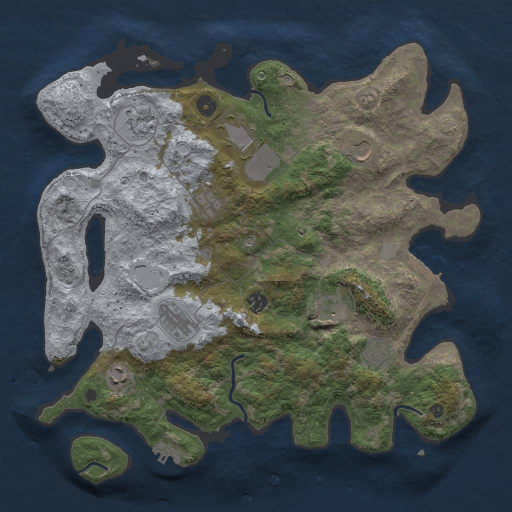 Rust Map: Procedural Map, Size: 3750, Seed: 1458279215, 18 Monuments