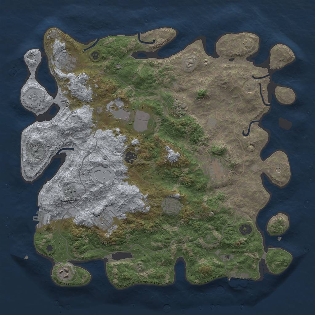 Rust Map: Procedural Map, Size: 4000, Seed: 45577430, 17 Monuments